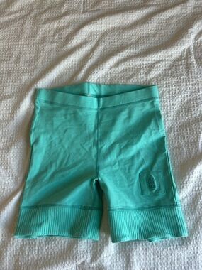 FP Movement by Free People Teal Ribbed-Hem Bike Shorts